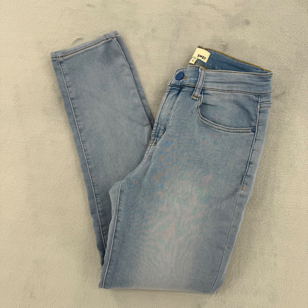 SWET Womens Skinny Jeans Light Wash Blue Stretch Denim Slim Fit Size 29 x 30